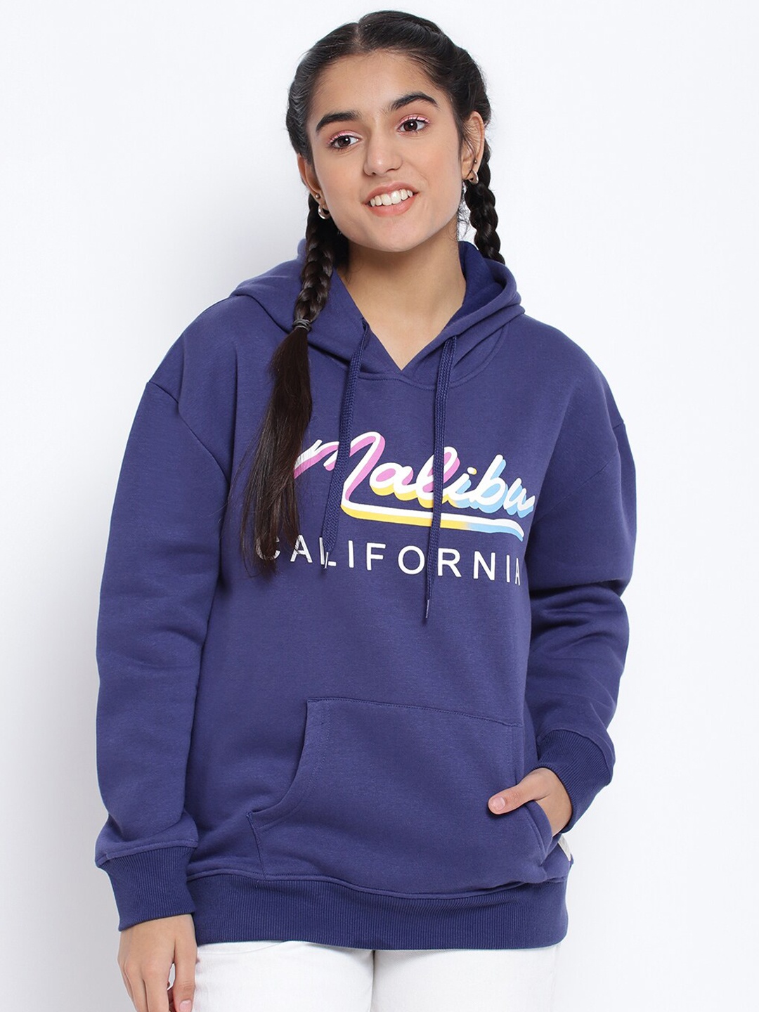 

Lil Tomatoes Teen Girls Navy Blue Printed Hooded Sweatshirt