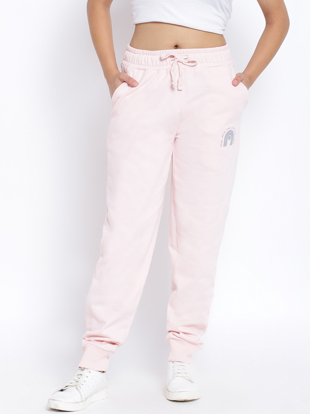 

Lil Tomatoes Girls Pink Solid Cotton Joggers