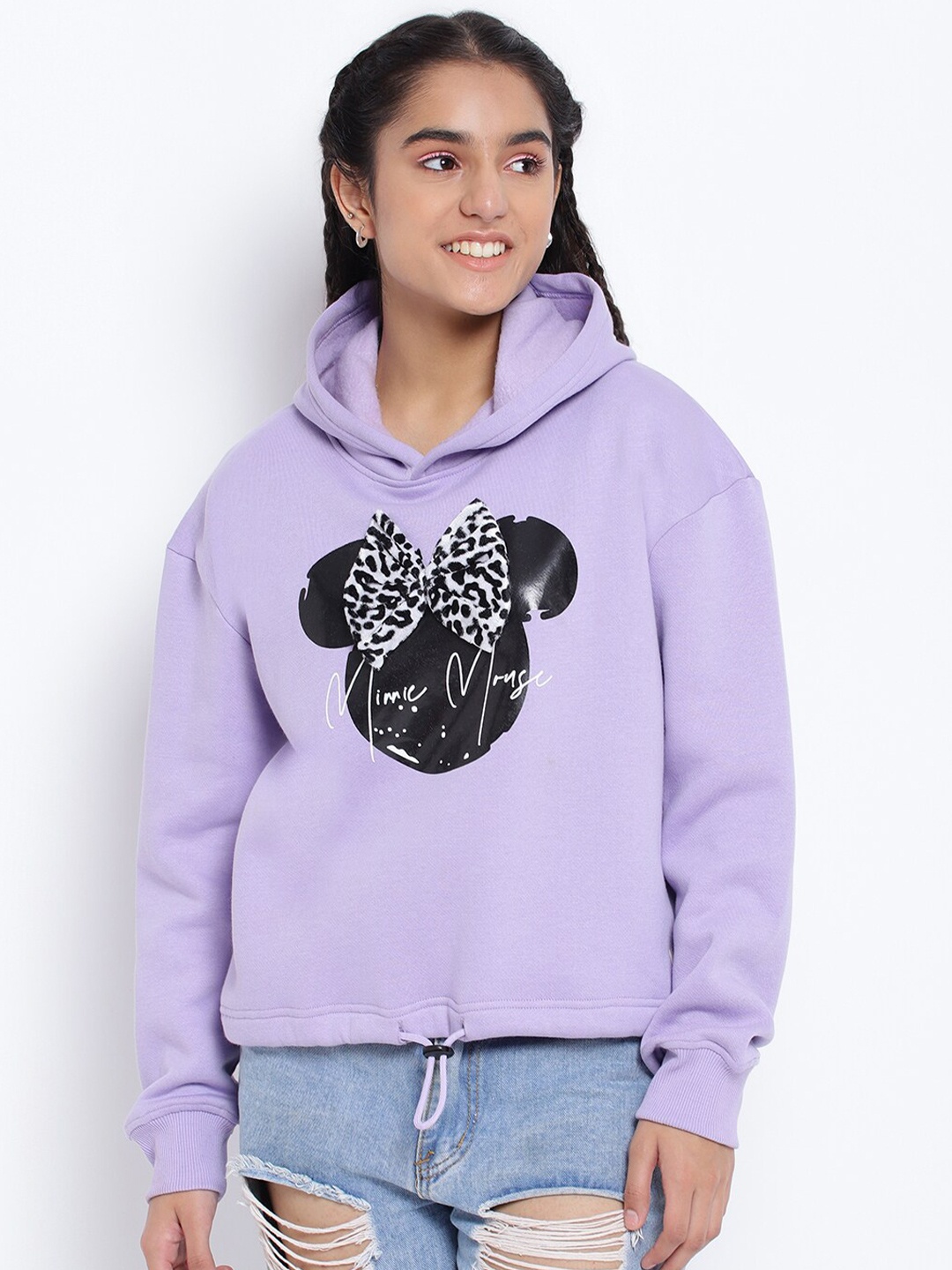 

Lil Tomatoes Girls Purple Printed Hooded Sweatshirt