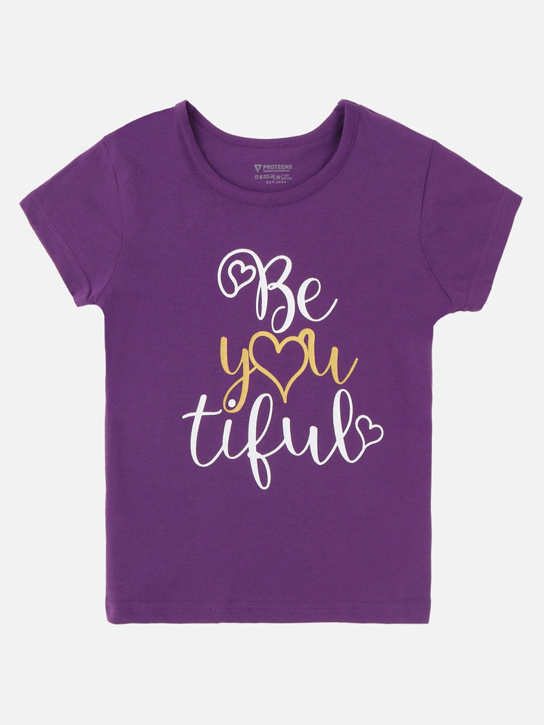 

PROTEENS Girls Purple Typography Printed Cotton T-shirt