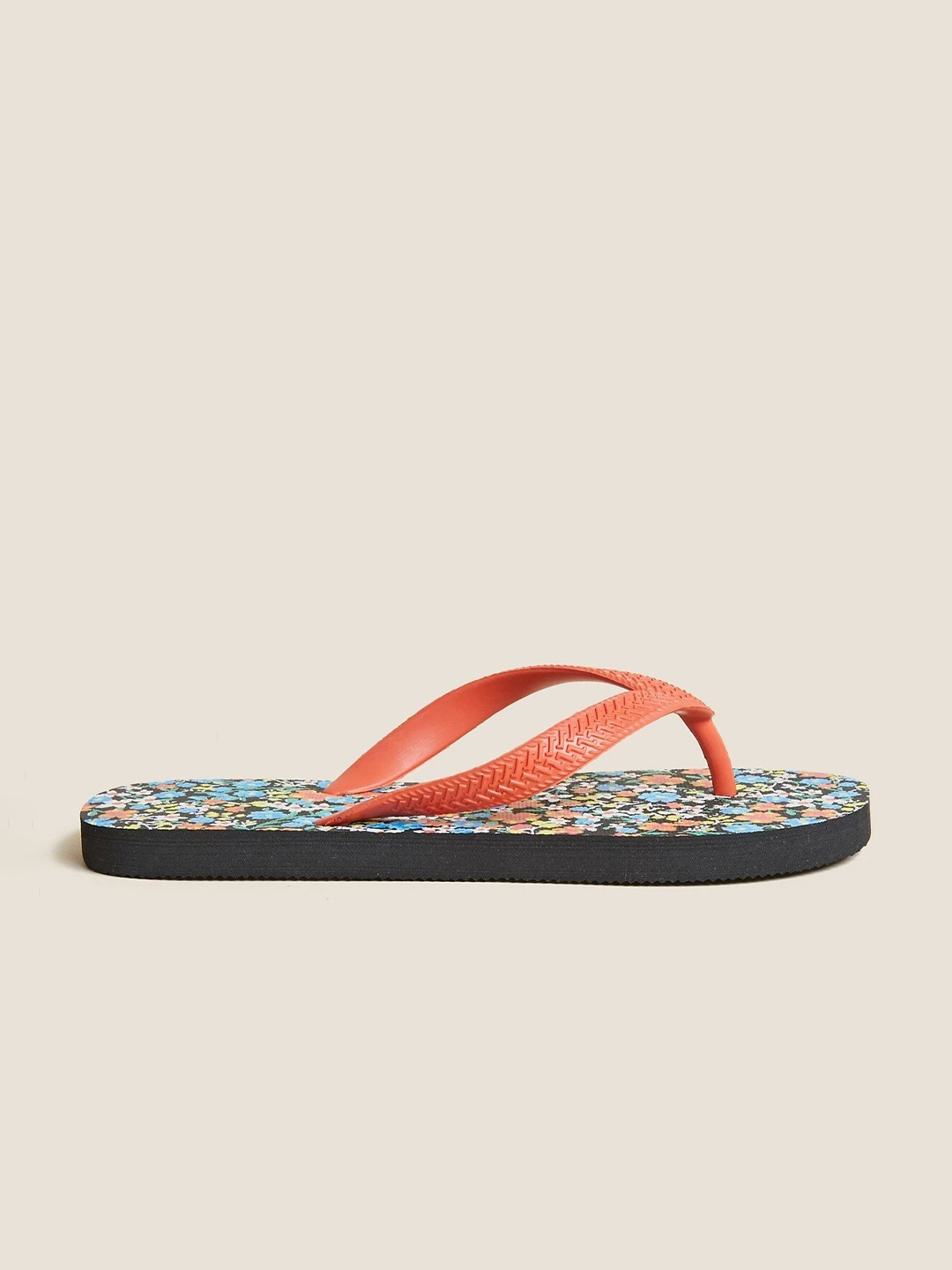 

Marks & Spencer Women Black & Blue Printed Thong Flip-Flops