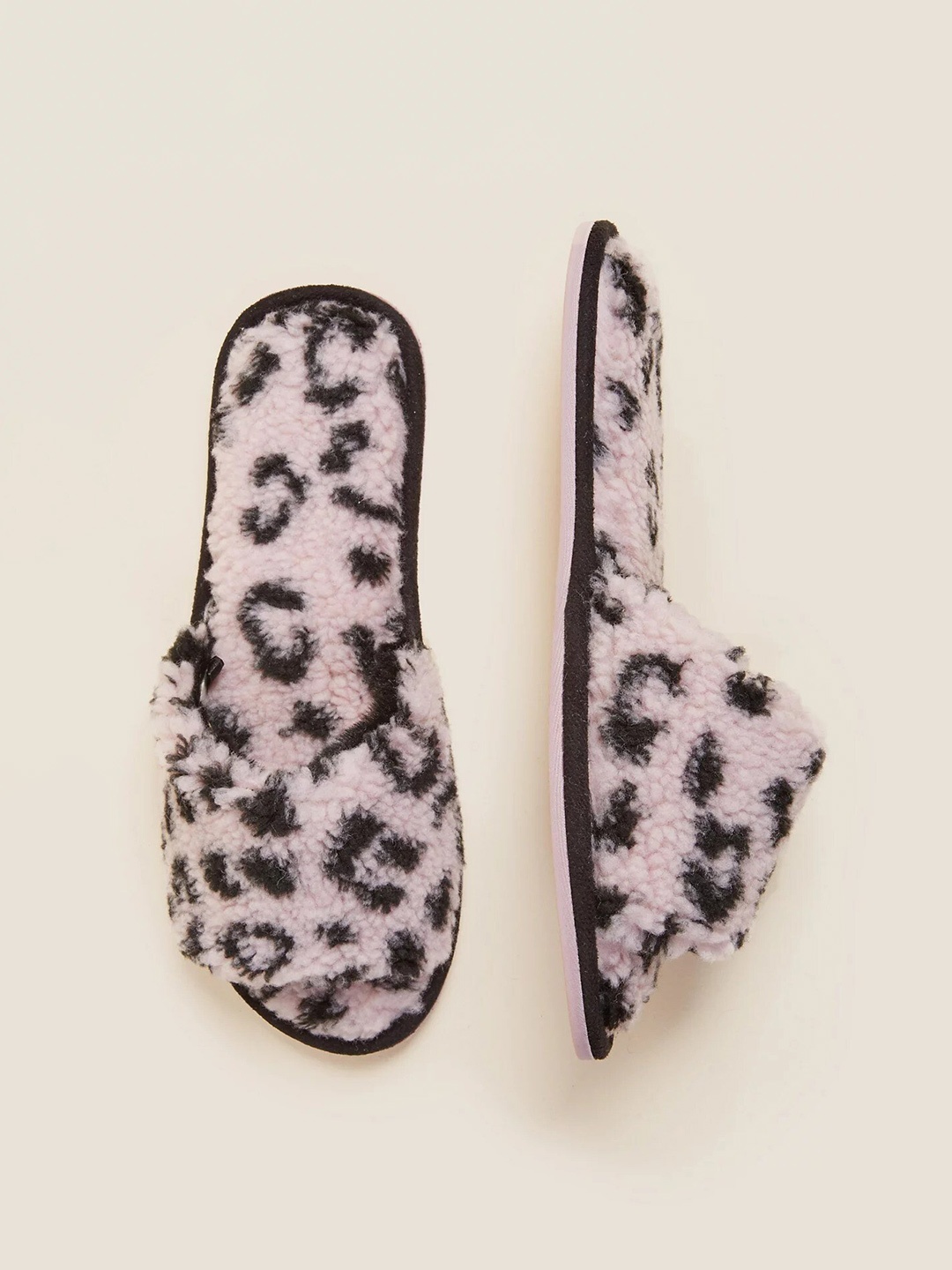 

Marks & Spencer Women Black & Peach-Coloured Printed Room Slippers