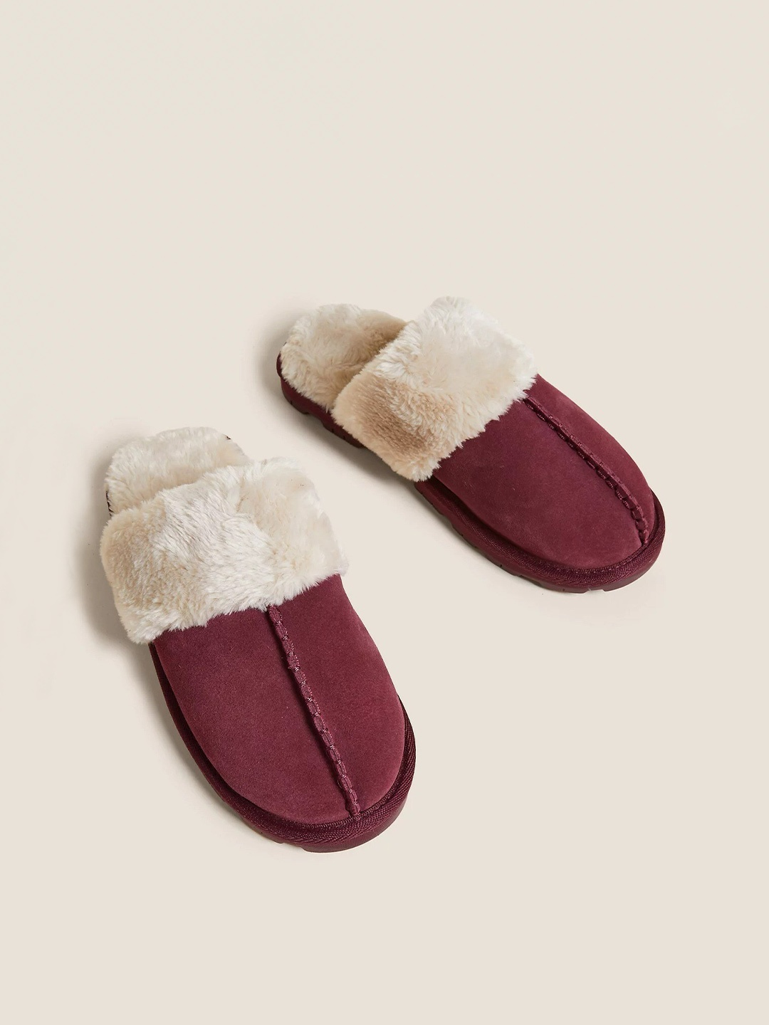 

Marks & Spencer Women Maroon & White Colourblocked Sliders