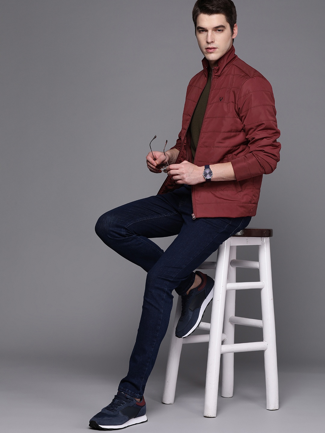 

Allen Solly Sport Men Maroon Padded Mock Collar Jacket