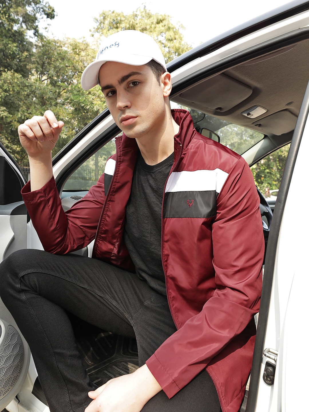 

Allen Solly Sport Men Maroon Tailored Mock Collar Jacket