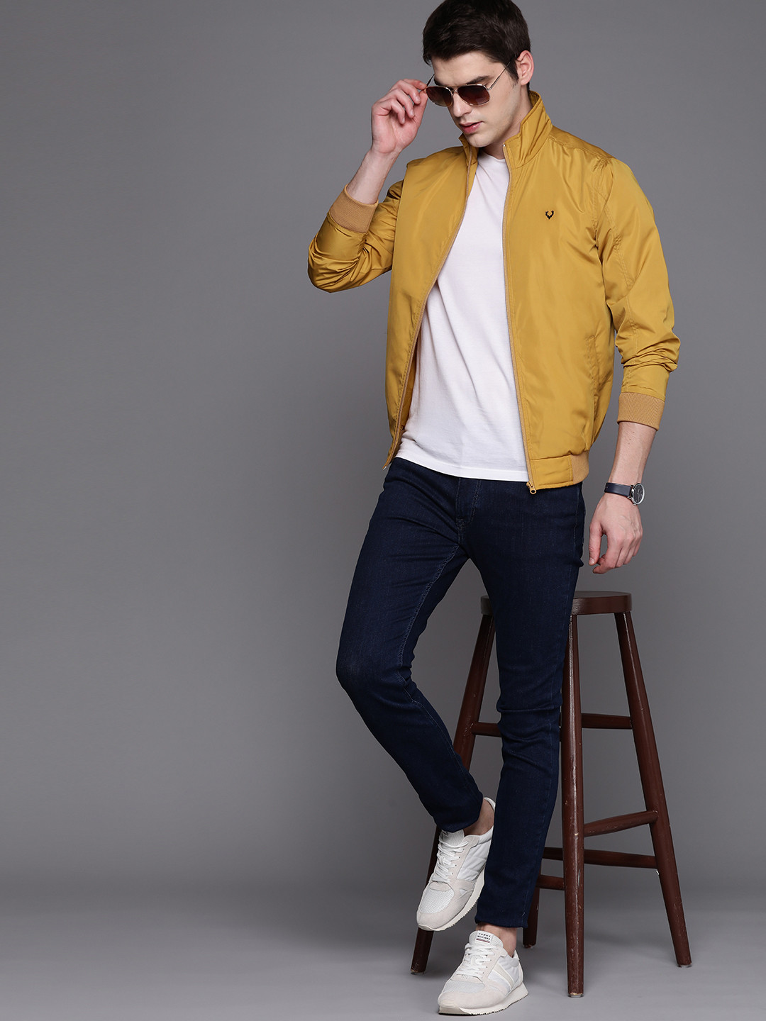 

Allen Solly Sport Men Mustard Yellow Solid Bomber Jacket
