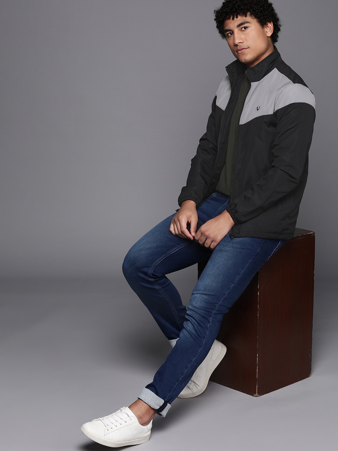 

Allen Solly Sport Men Black & Grey Colourblocked Padded Jacket