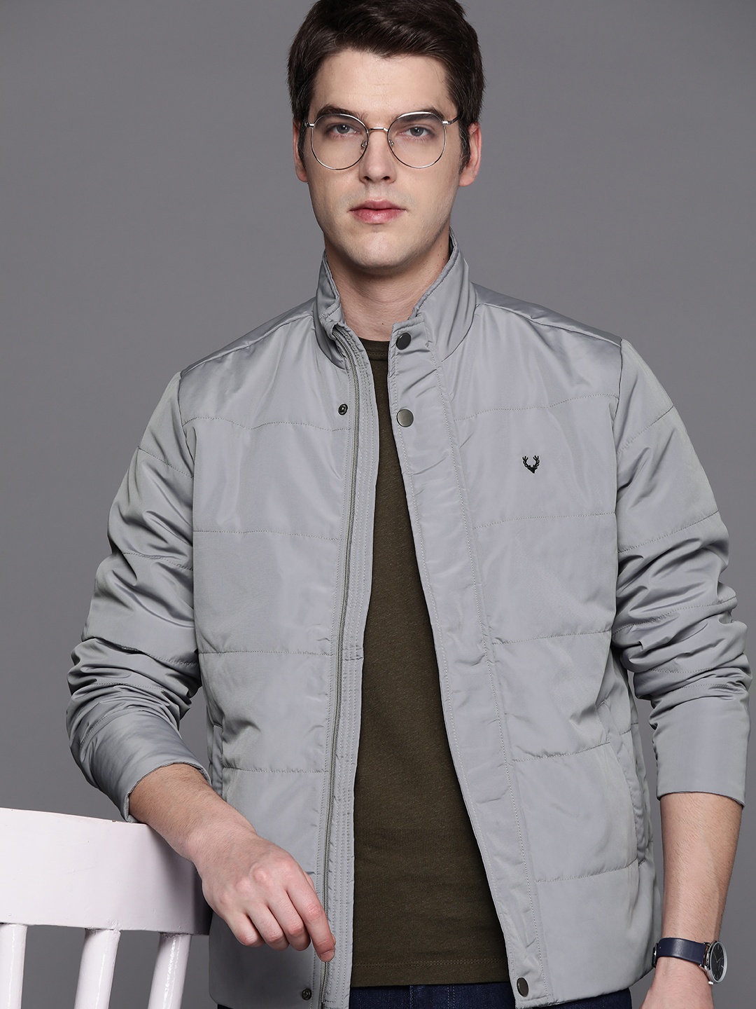 

Allen Solly Sport Men Grey Solid Padded Jacket