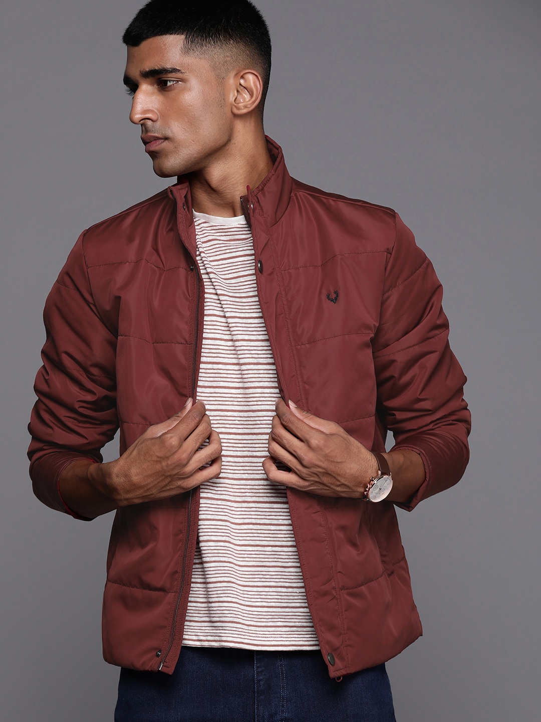 

Allen Solly Sport Men Maroon Solid Padded Jacket
