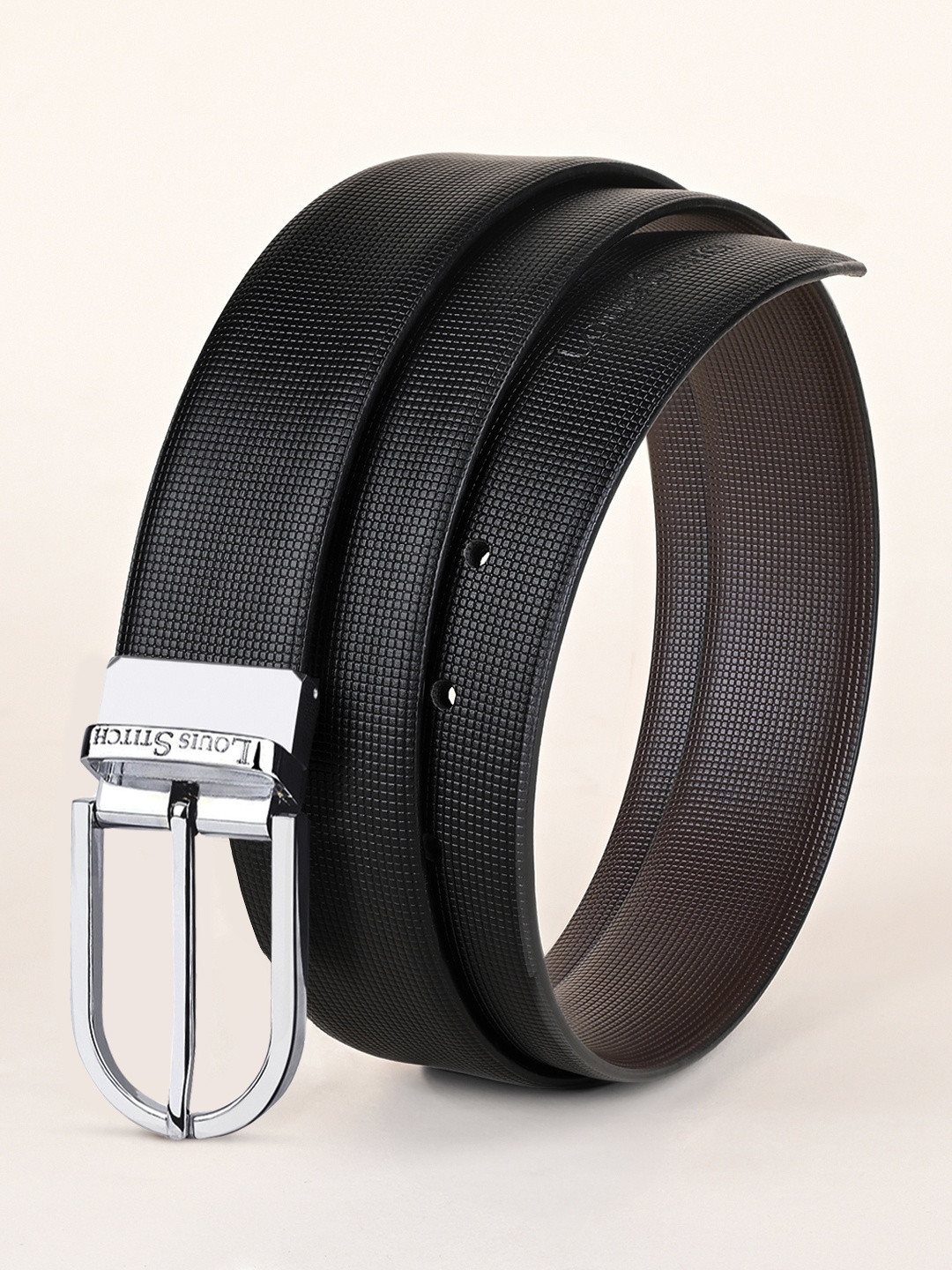 

LOUIS STITCH Men Brown Textured Leather Formal Belt