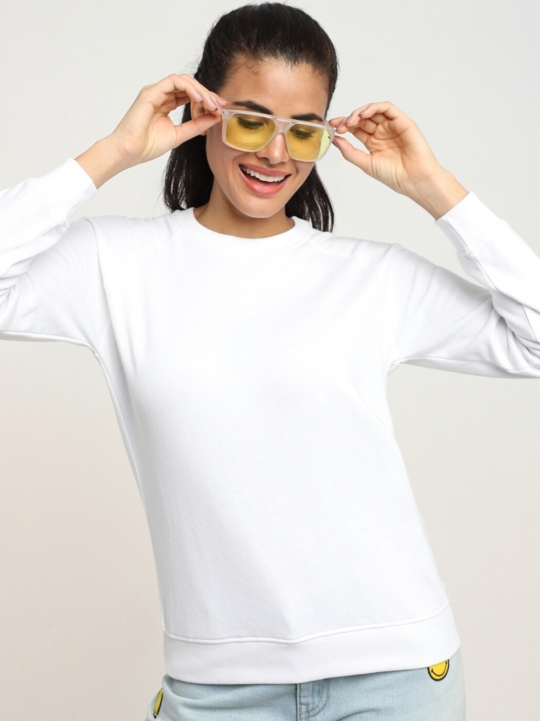 

Bewakoof Women Plus Size Fleece Solid Sweatshirt, White