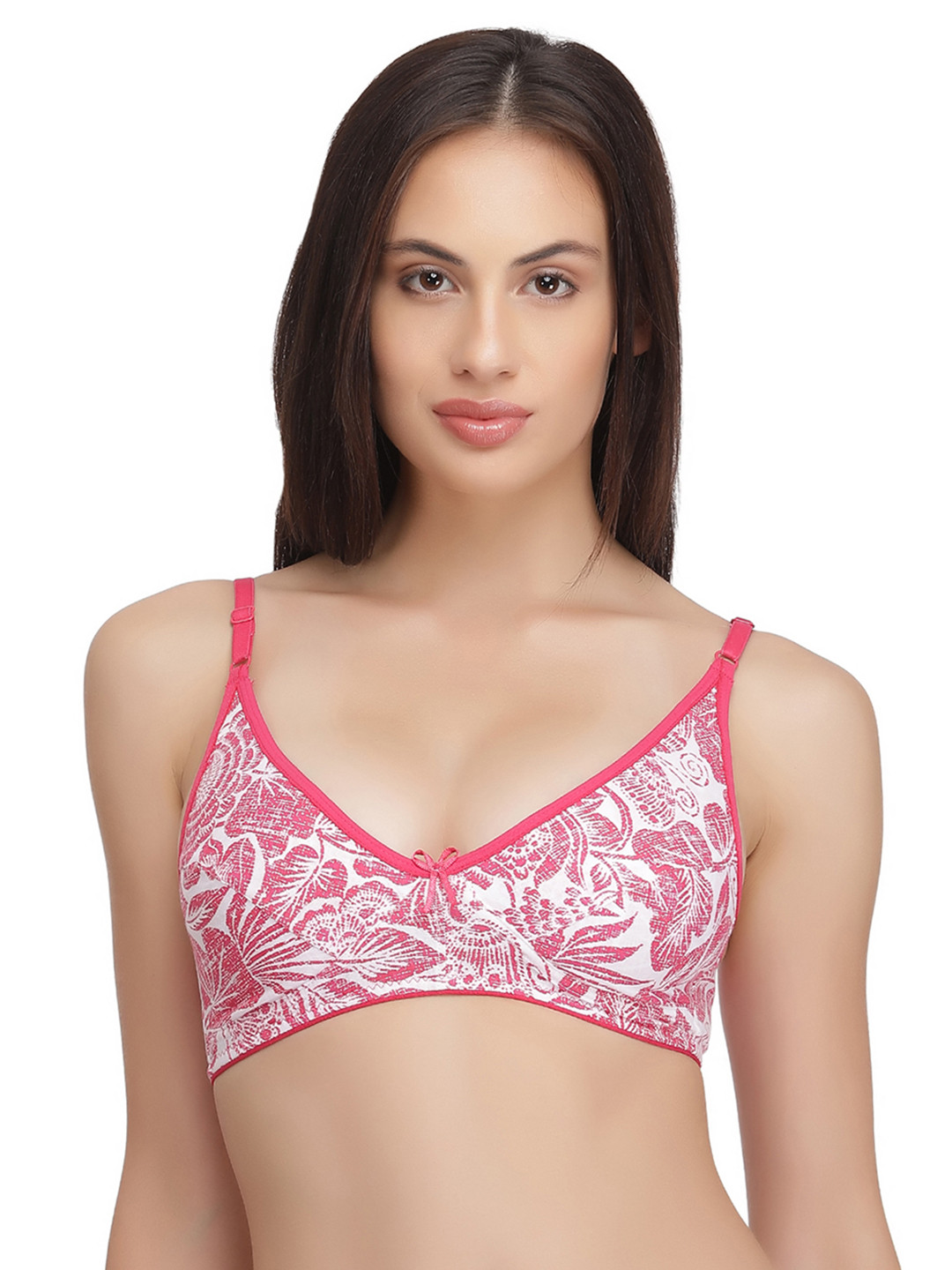 

Clovia Pink Printed Non-Wired Non Padded Everyday Bra BR0922P1440B