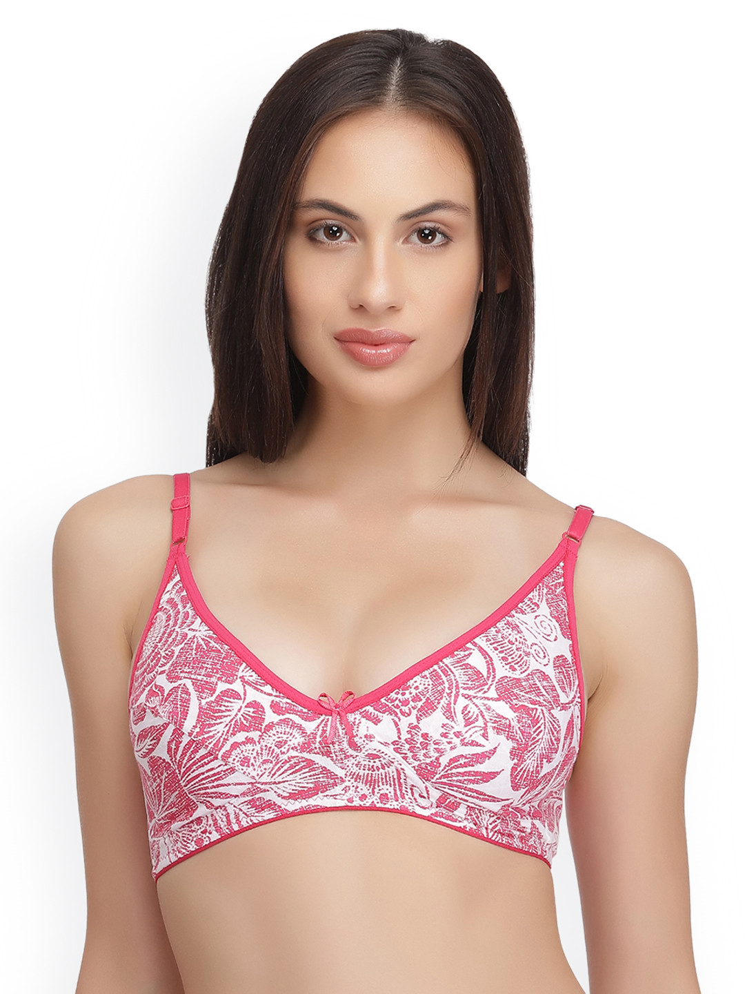 

Clovia Pink & White Printed Non-Wired Non-Padded Everyday Bra BR0922P14