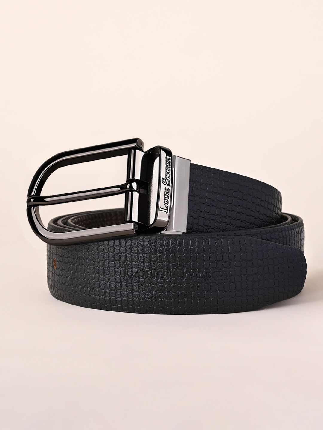

LOUIS STITCH Men Black & Brown Textured Reversible Leather Formal Belt