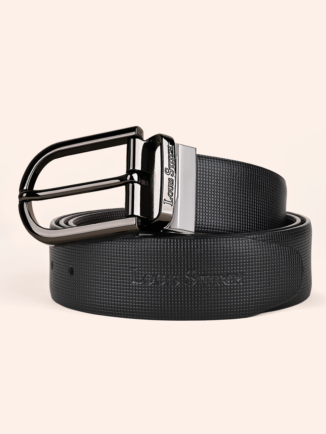 

LOUIS STITCH Men Black & Brown Textured Reversible Leather Formal Belt