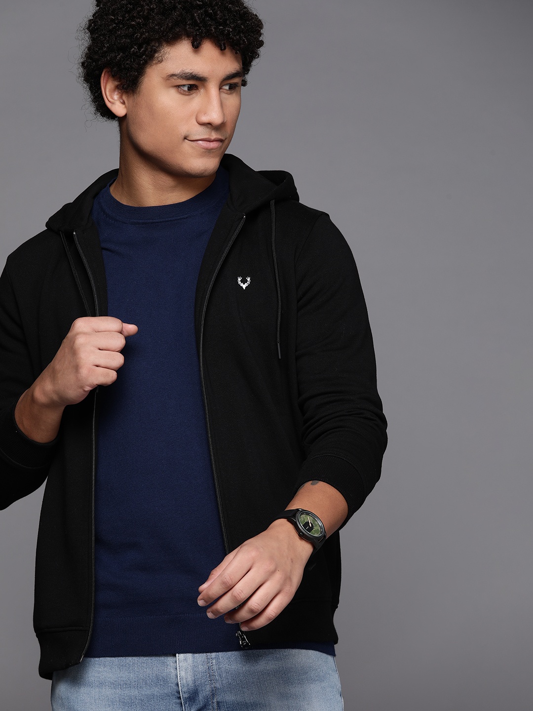 

Allen Solly Sport Men Black Solid Hooded Sweatshirt