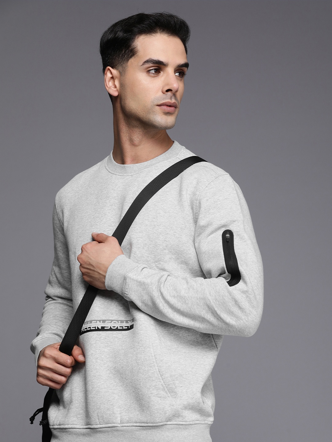 

Allen Solly Tribe Minimal Brand Logo Printed Round Neck Sweatshirt, Grey