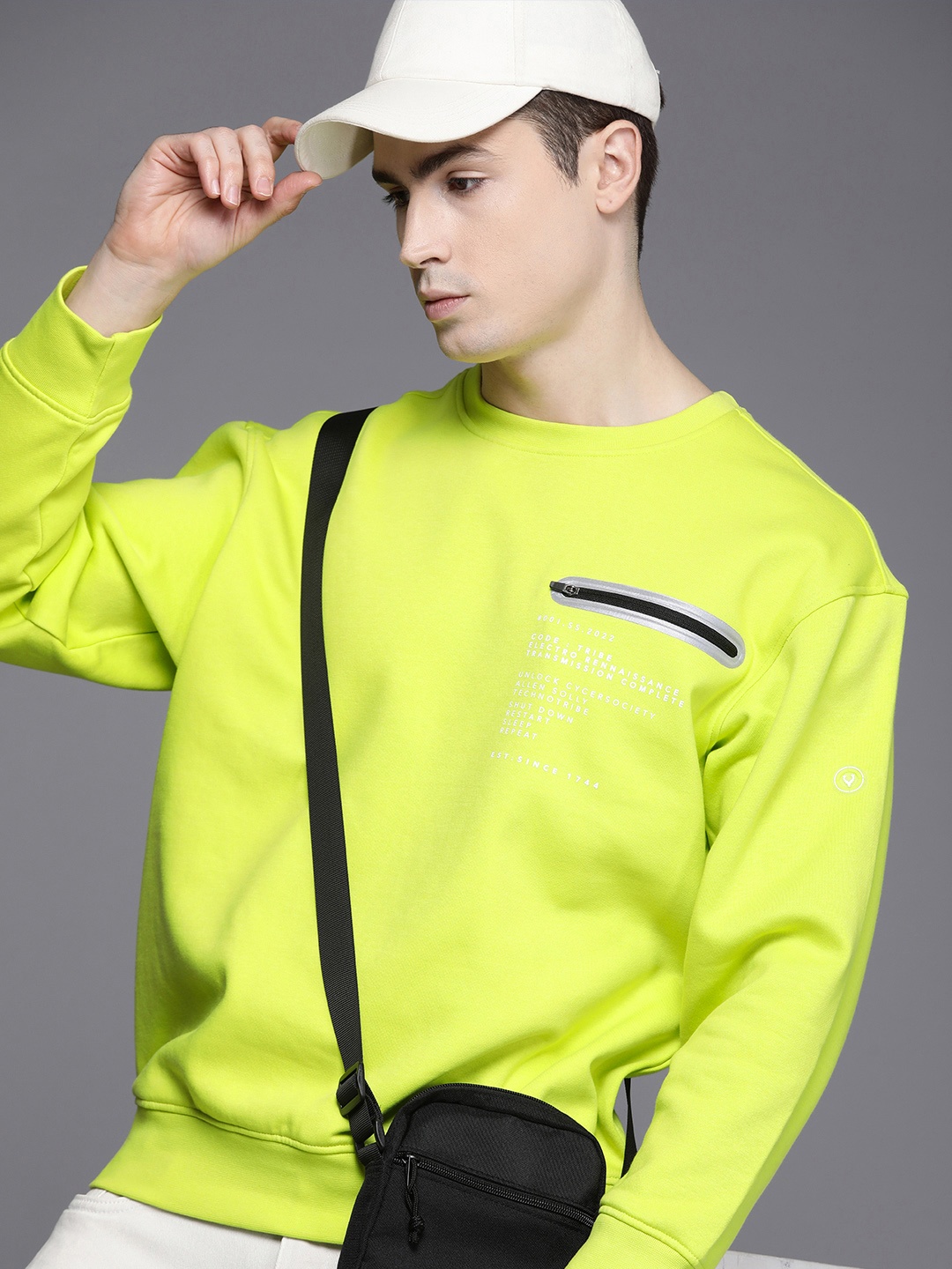 

Allen Solly Tribe Typography Printed Sweatshirt, Fluorescent green