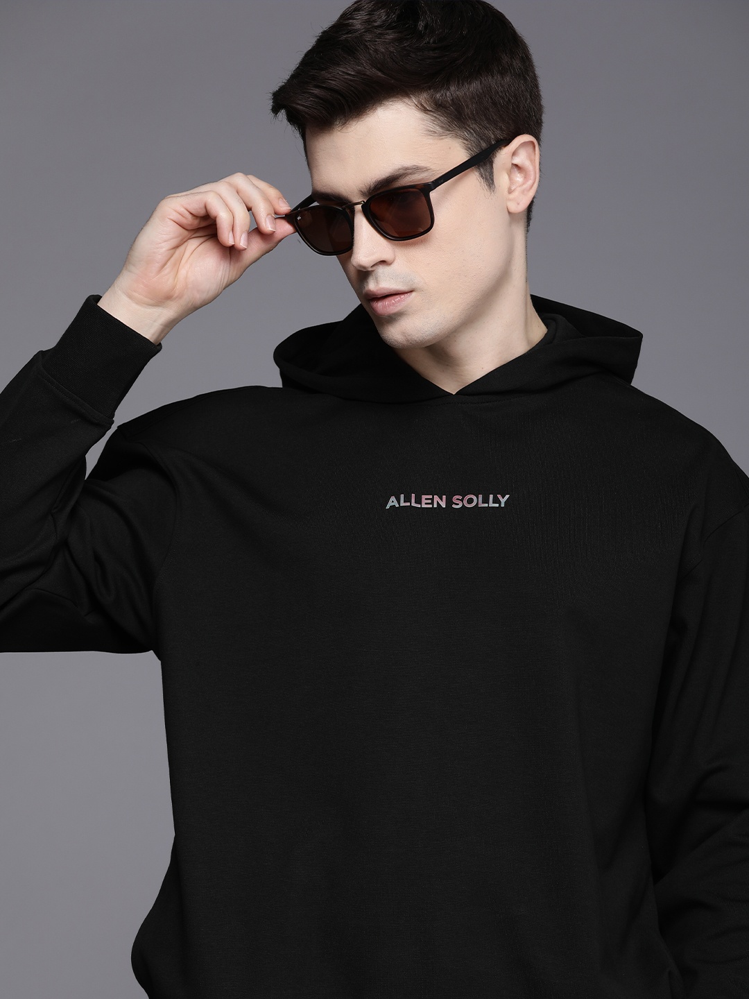 

Allen Solly Tribe Hooded Sweatshirt With Minimal Brand Logo Print Detail, Black