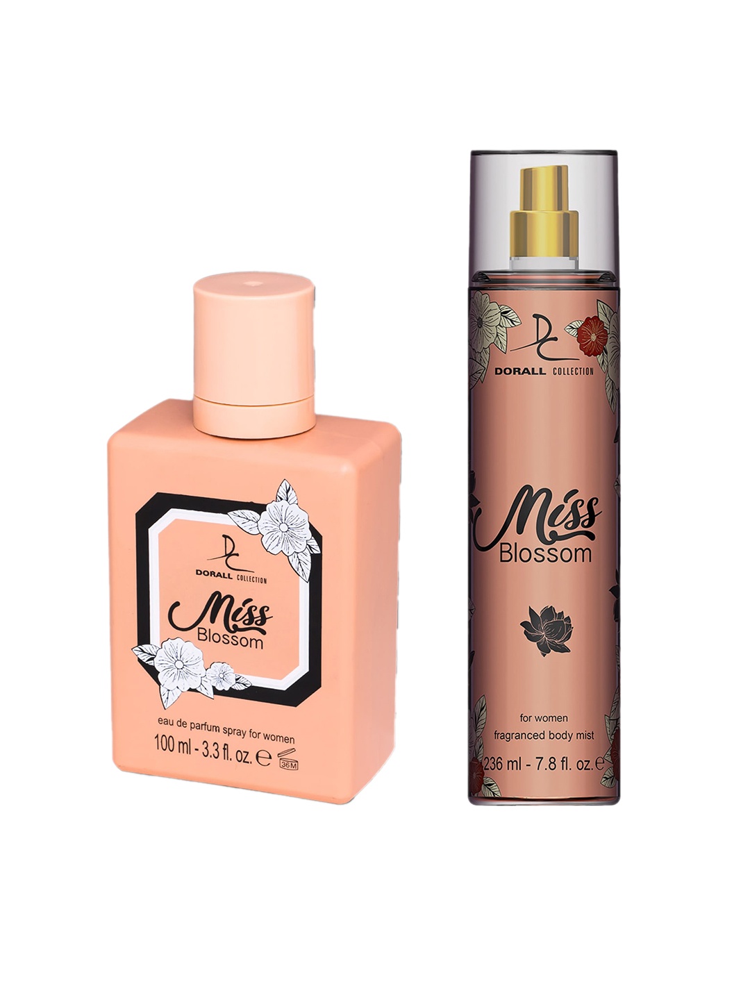 

Dorall Collection Women Set of Miss Blossom Eau de Parfum 100ml & Body Mist 236ml, Peach