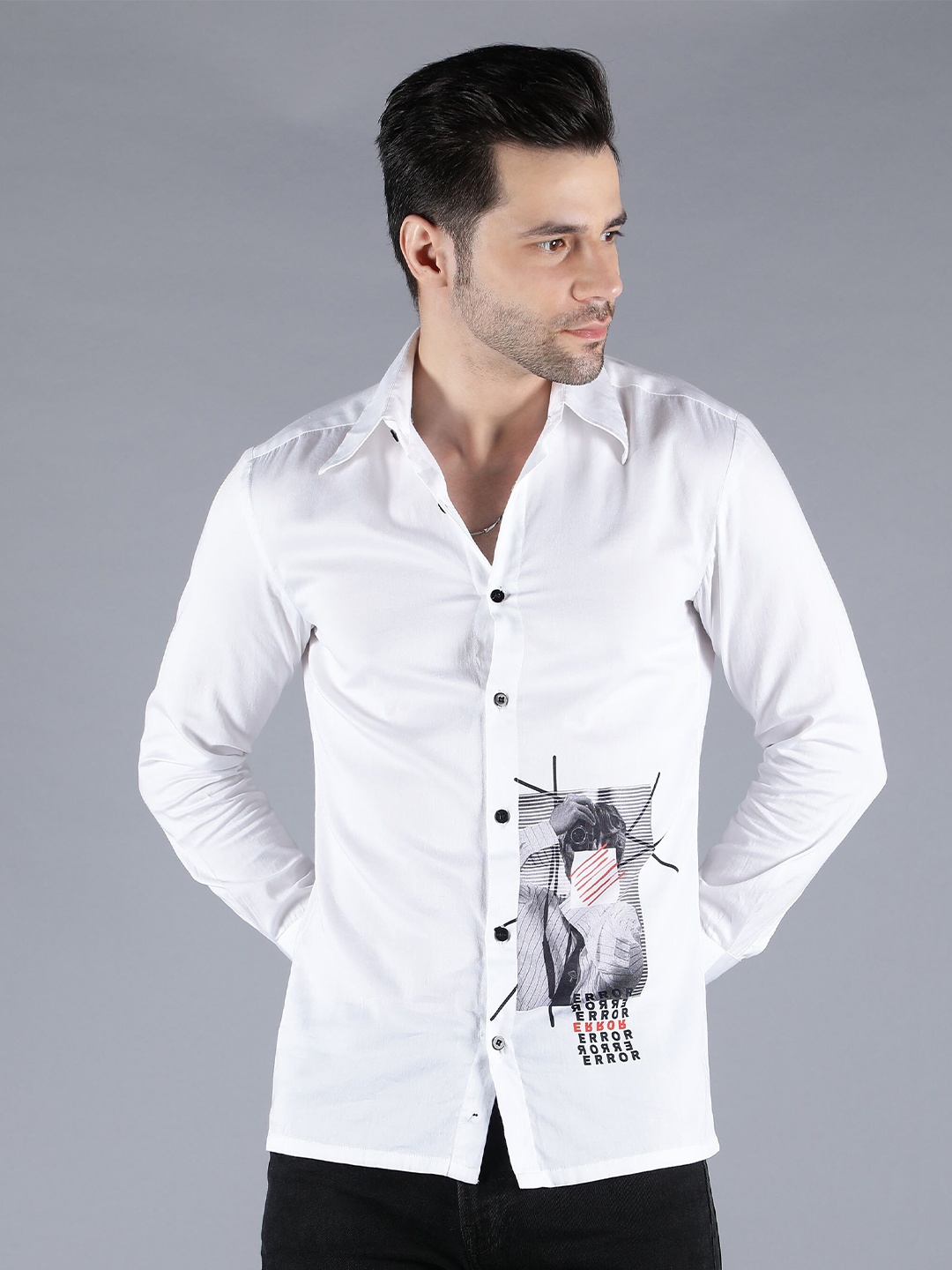 

SHABERRY Men White Premium Casual Shirt