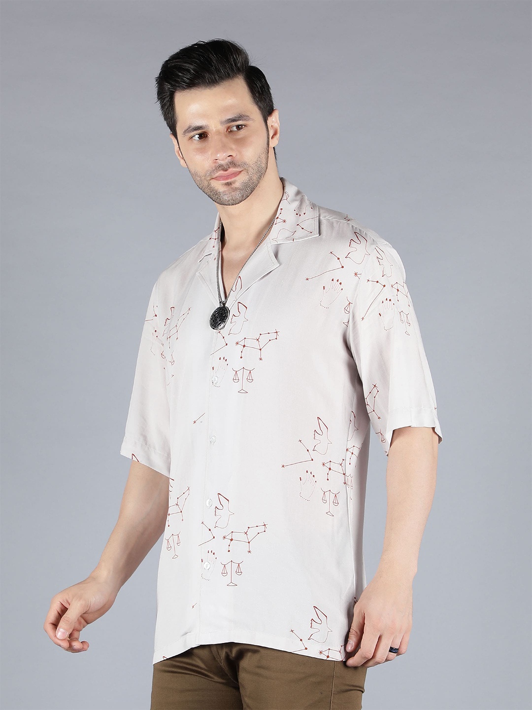 

SHABERRY Men Beige Premium Striped Casual Shirt