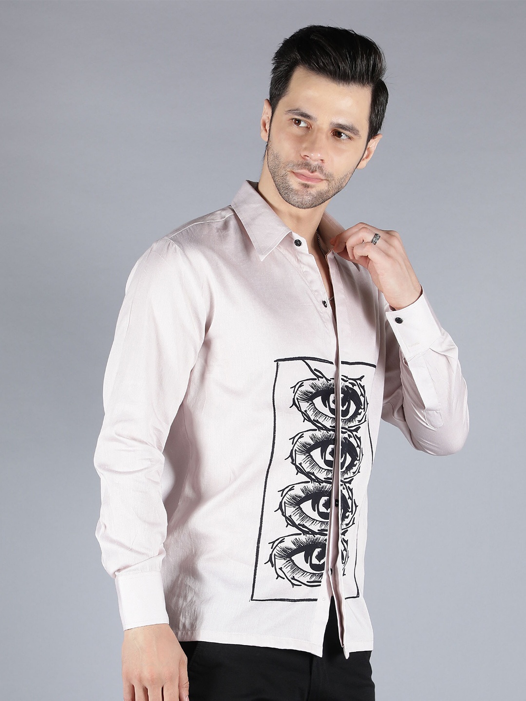 

SHABERRY Men Pink Premium Printed Casual Shirt