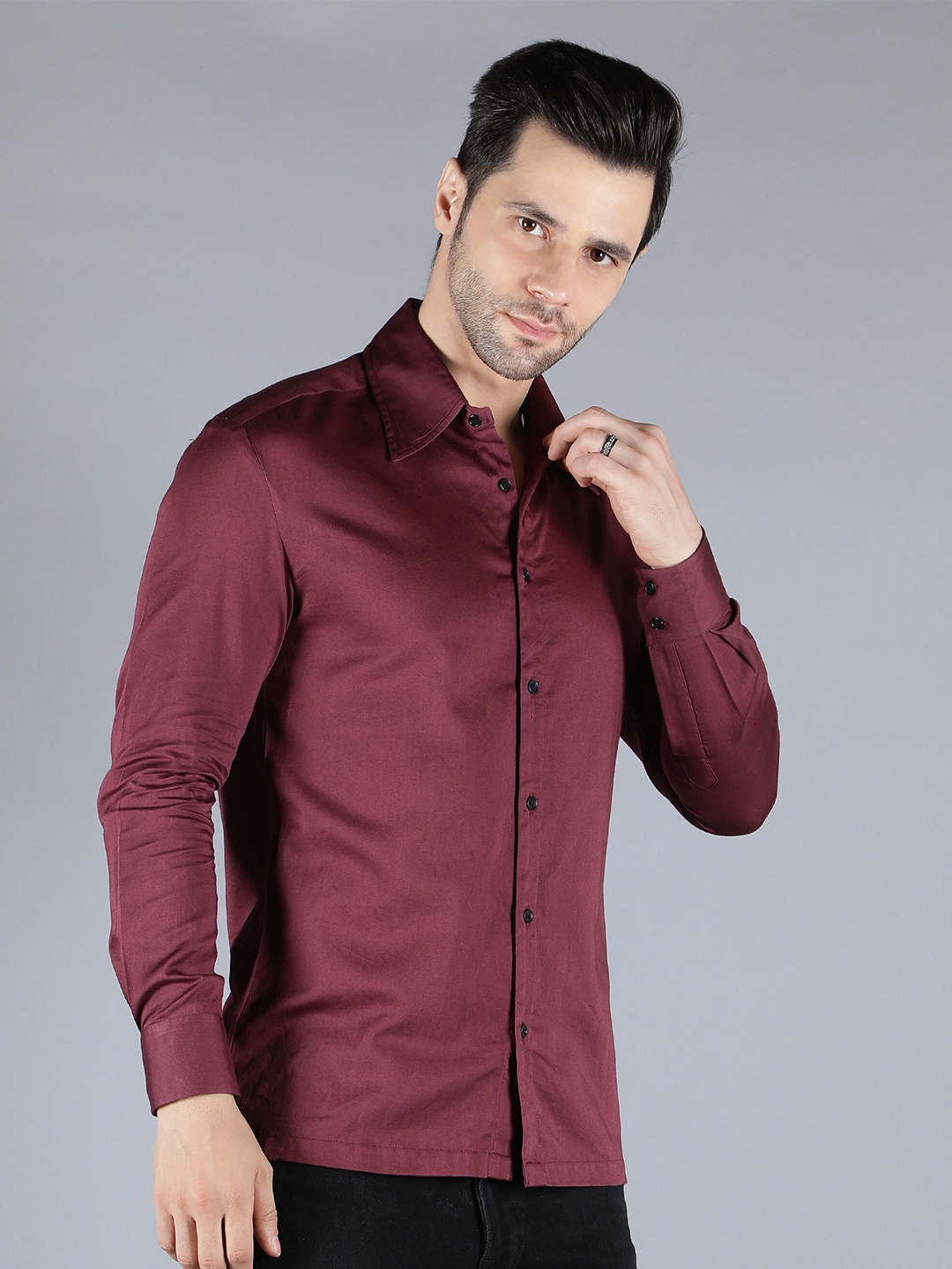 

SHABERRY Men Maroon Premium Casual Shirt