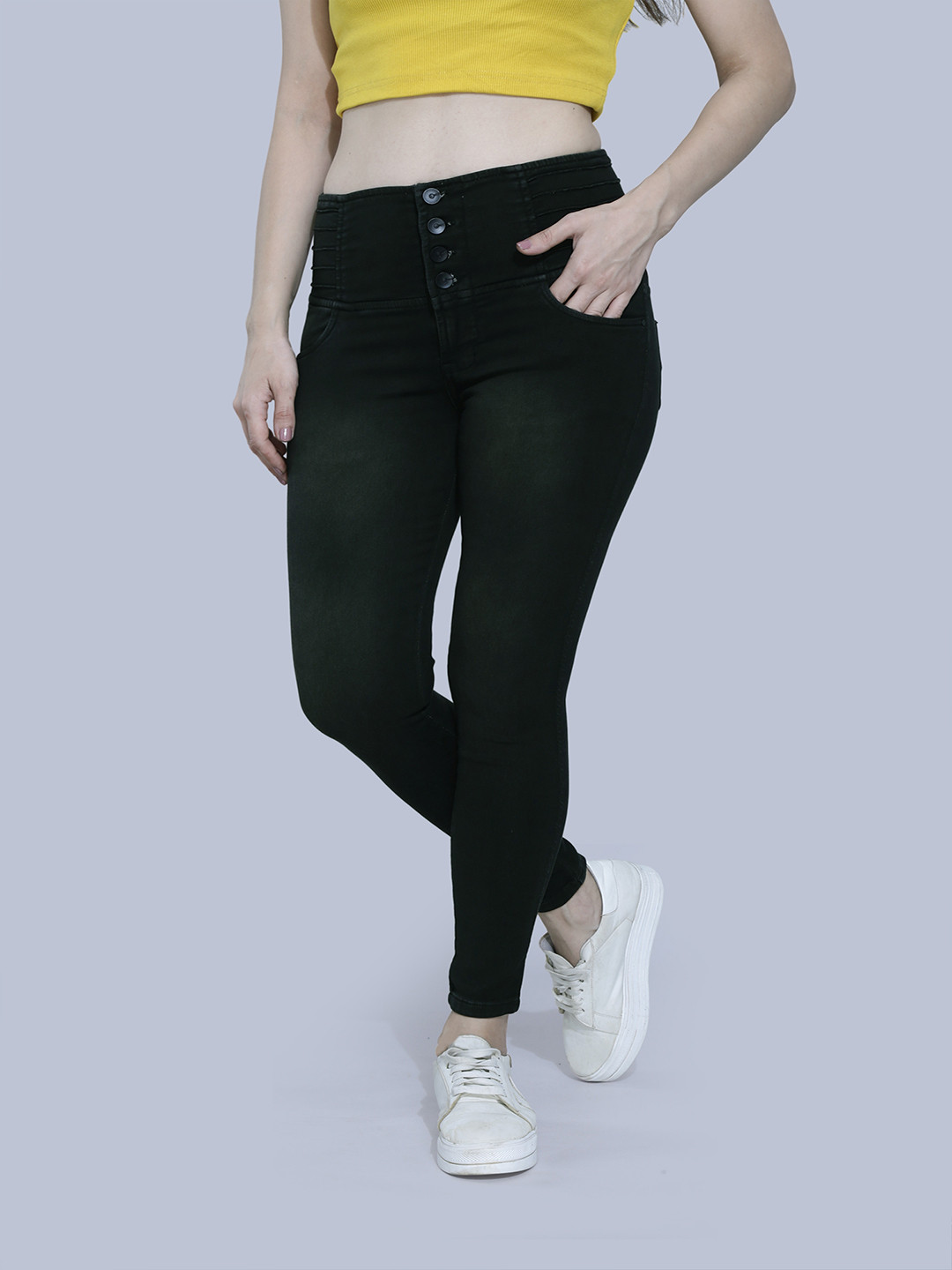 

FCK-3 Women Olive Green Hottie High-Rise Light Fade Stretchable Jeans