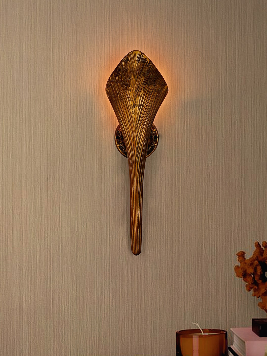 

Fos Lighting Gold-Toned Textured Aluminum Wall Lamp