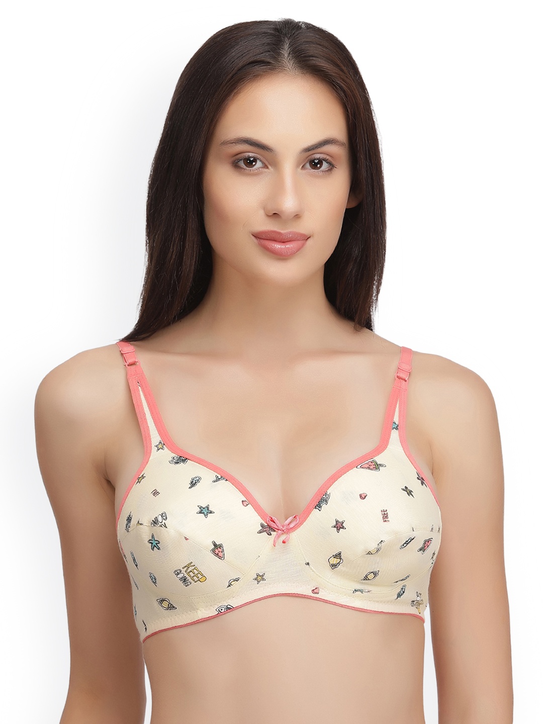 

Clovia Cotton Non-Padded Non-Wired Printed Bra, Yellow