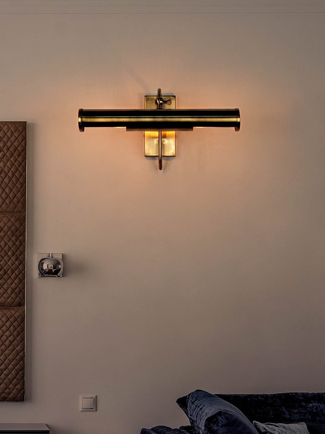 

Fos Lighting Gold-Toned Brass Finish Double Light Wall Lamp