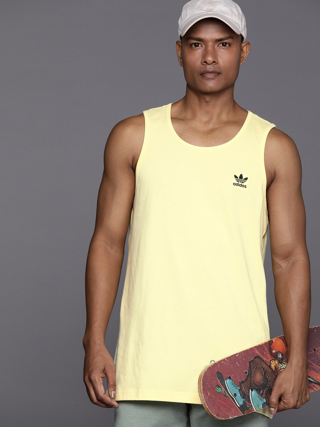 

ADIDAS Originals Pure Cotton Brand Logo Essentials Tank T-shirt, Yellow