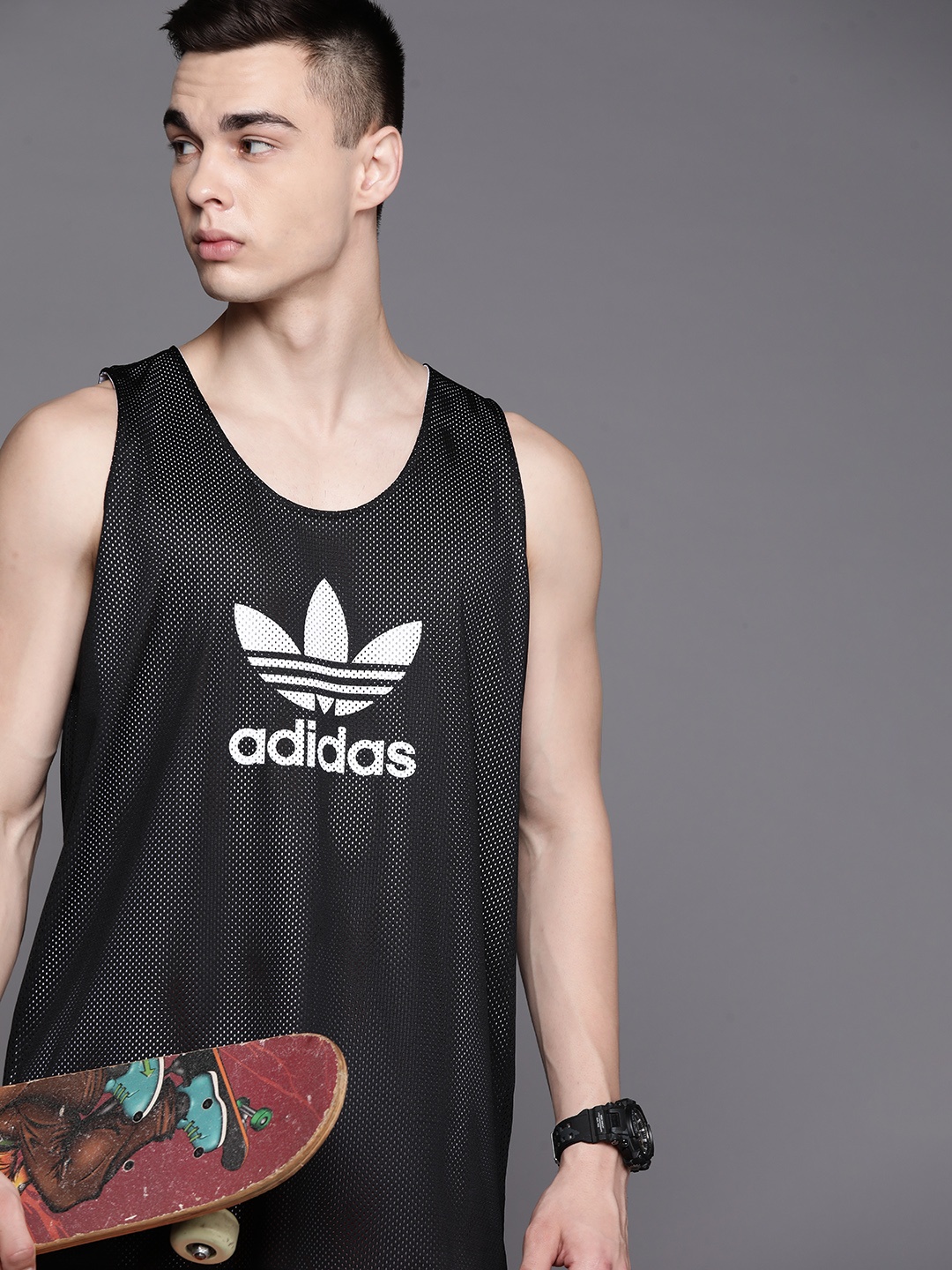 

ADIDAS Originals Sustainable Brand Logo Printed Perforated Training T-Shirt, Black