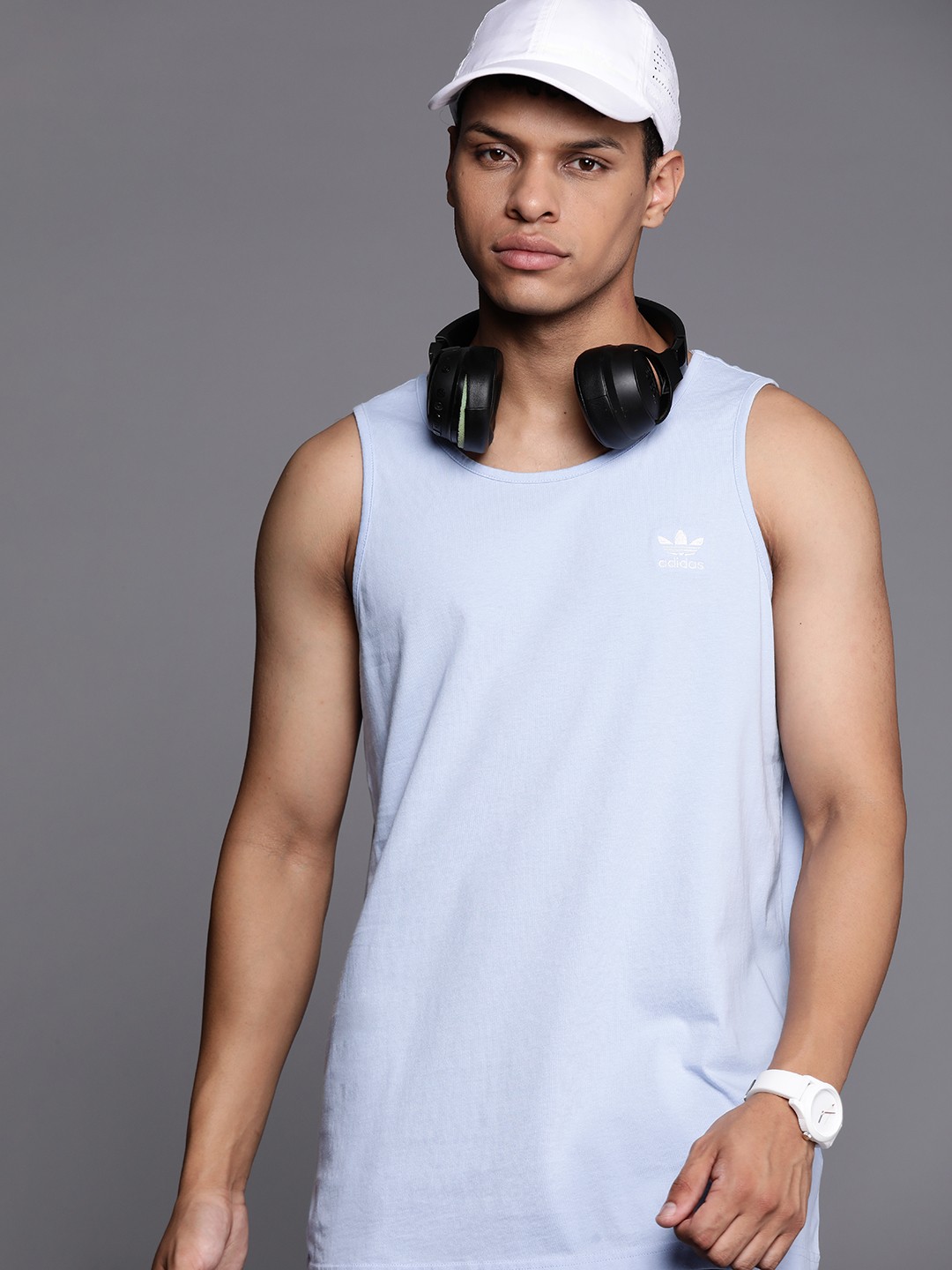 

ADIDAS Originals Trefoil Essential Pure Cotton Tank T-shirt, Blue