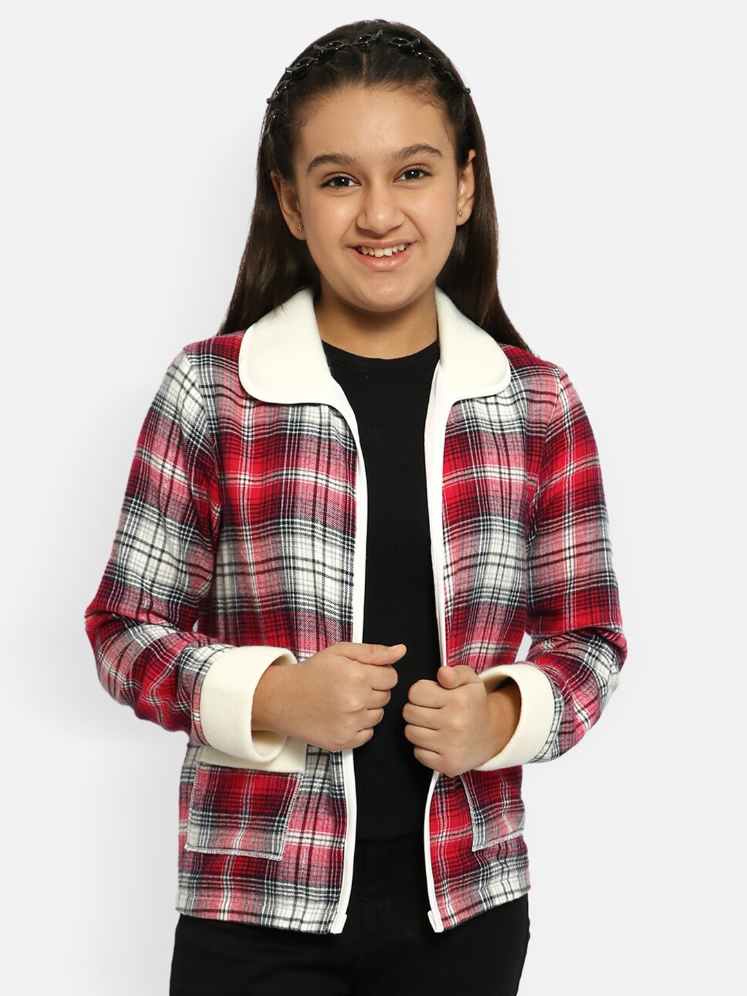 

Natilene Girls Red & White Checked Shrug