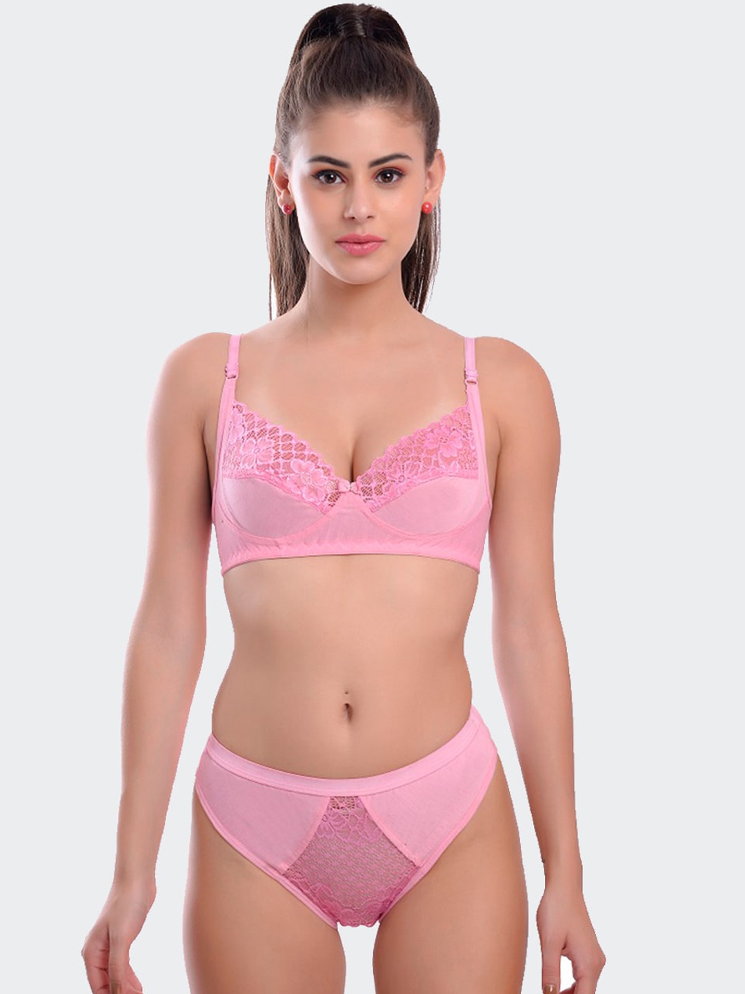 

Fleurt Women Pink Lace Lingerie Set HOBFleurt-Set-399-PK-30