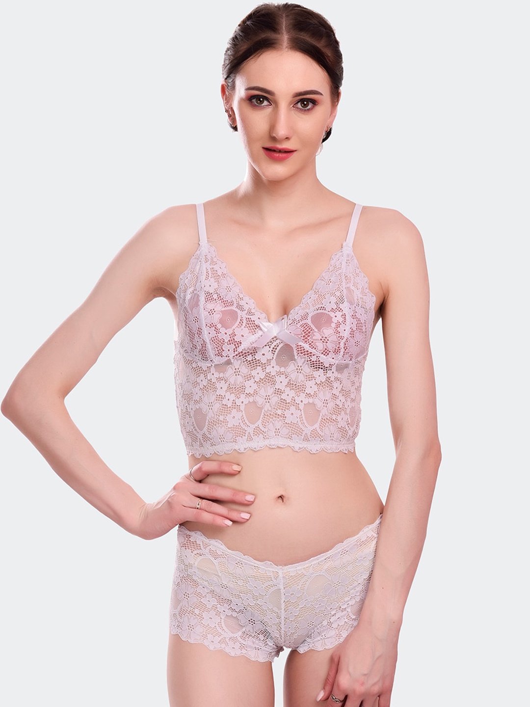 

Fleurt Women White Laced Lingerie Set HOBFleurt-Set-170-WH-S