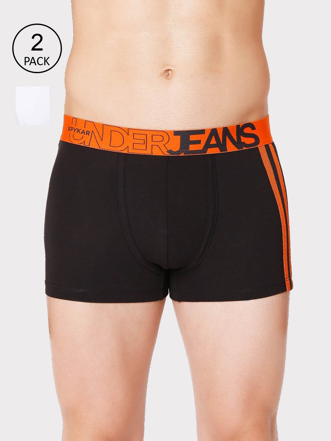 

UnderJeans by Spykar Men Pack Of 2 Solid Trunk, Black