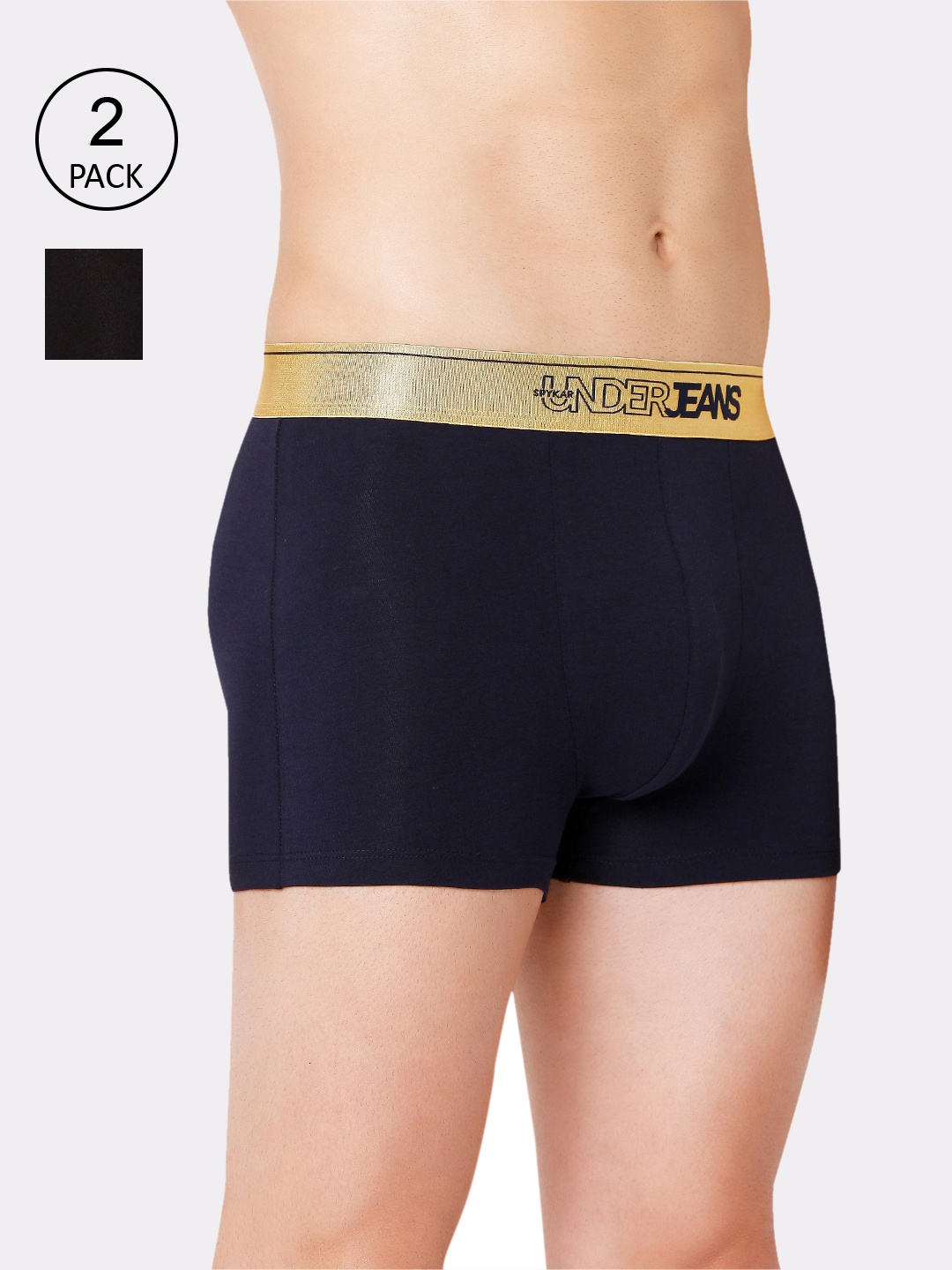 

UnderJeans by Spykar Men Pack Of 2 Printed Trunk, Black