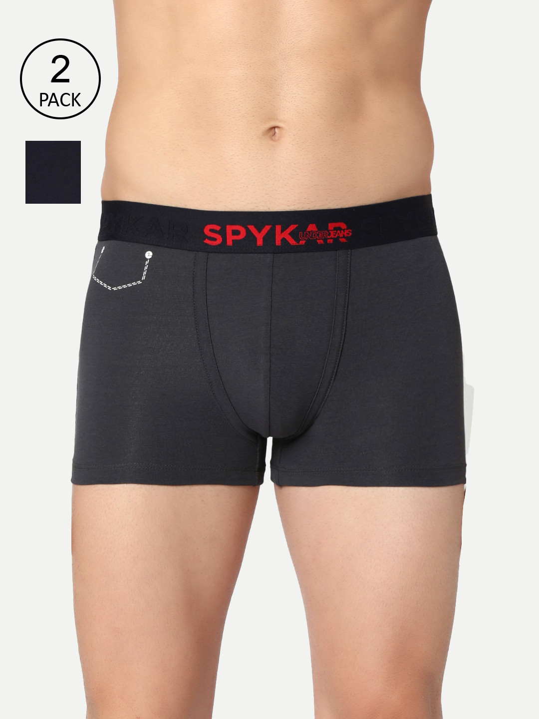 

UnderJeans by Spykar Men Pack Of 2 Solid Trunks, Grey