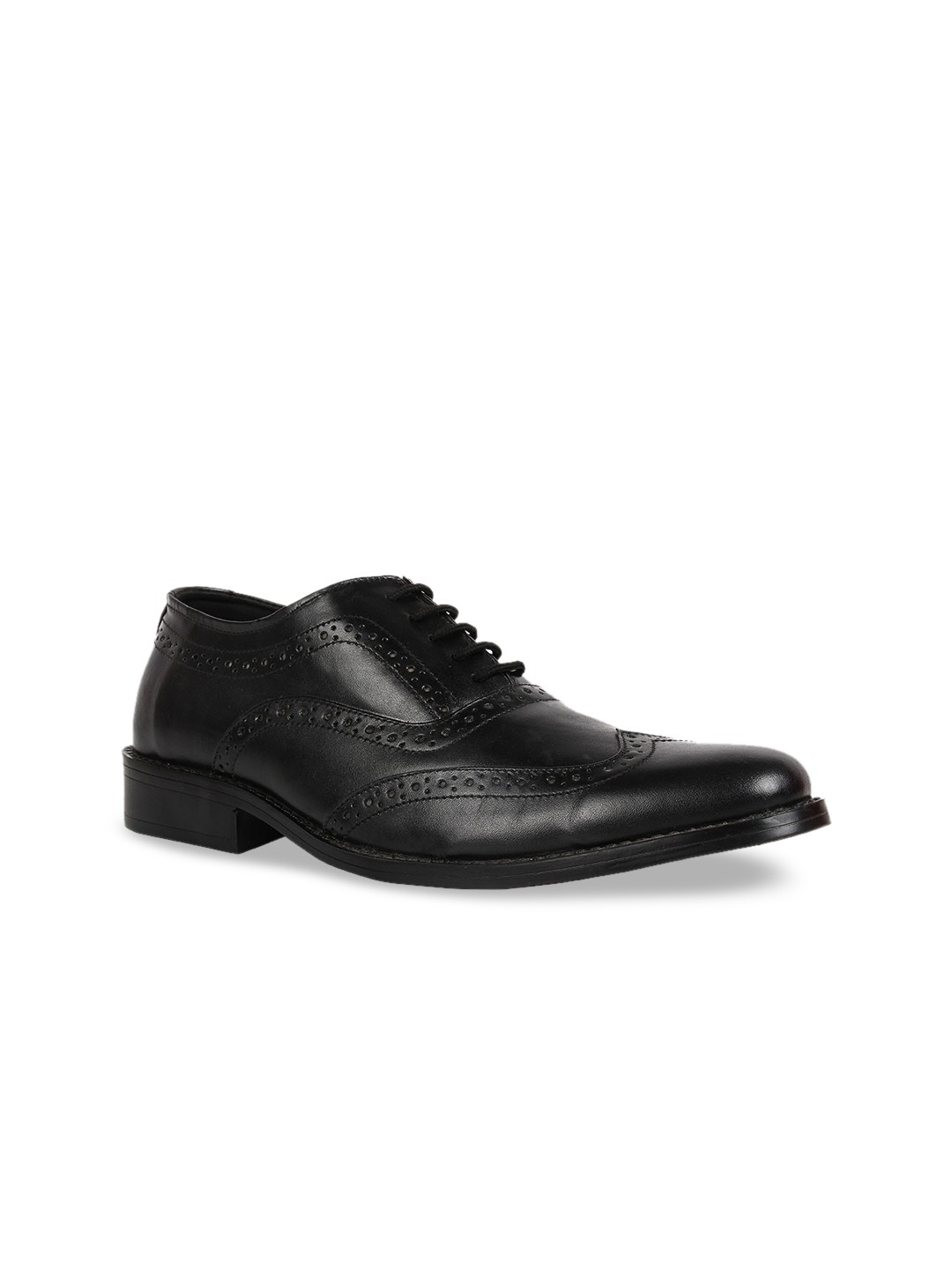 

Regal Men Black Solid Leather Formal Brogue Shoes