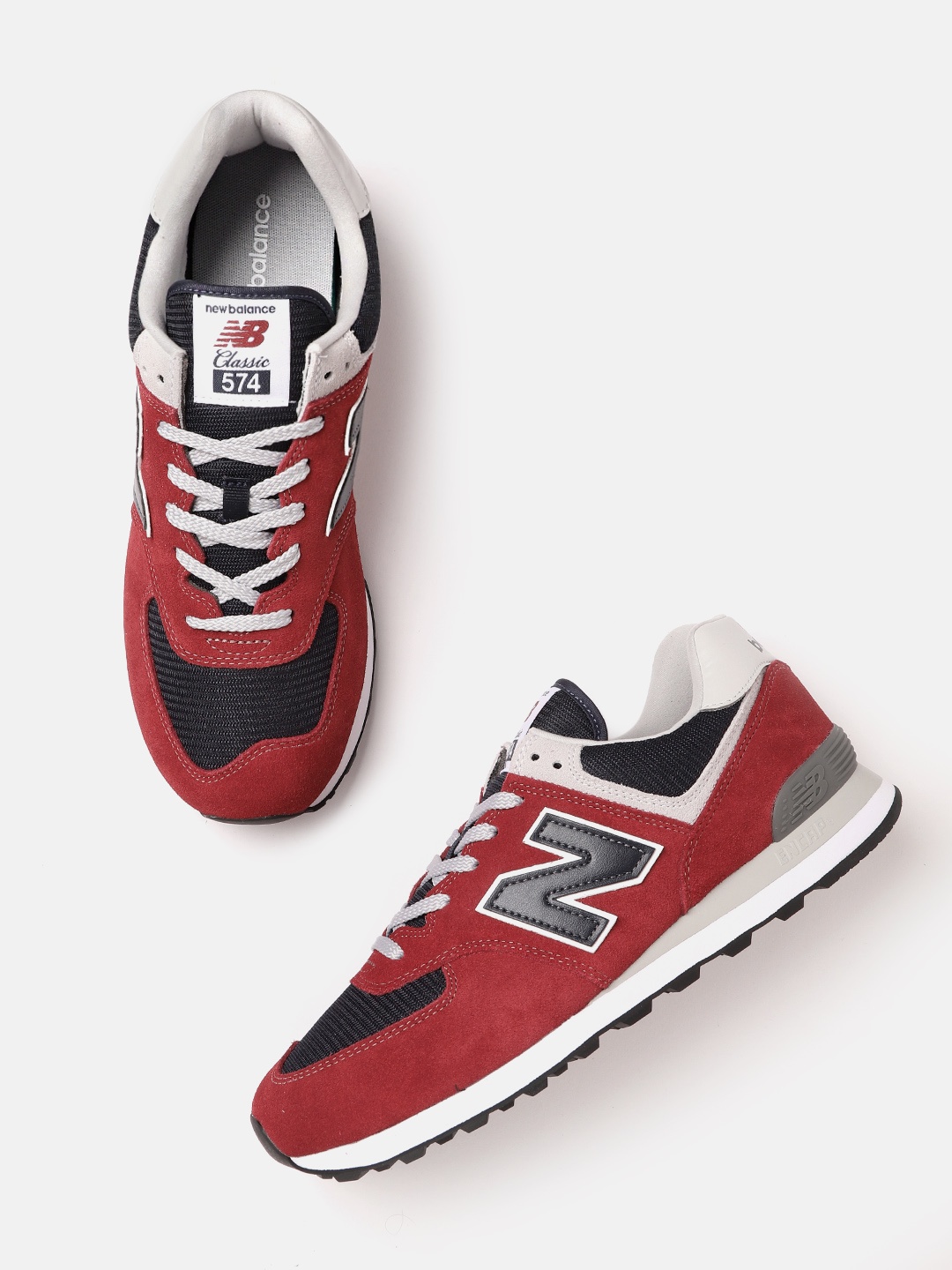 

New Balance Men Colourblocked Suede Sneakers, Red