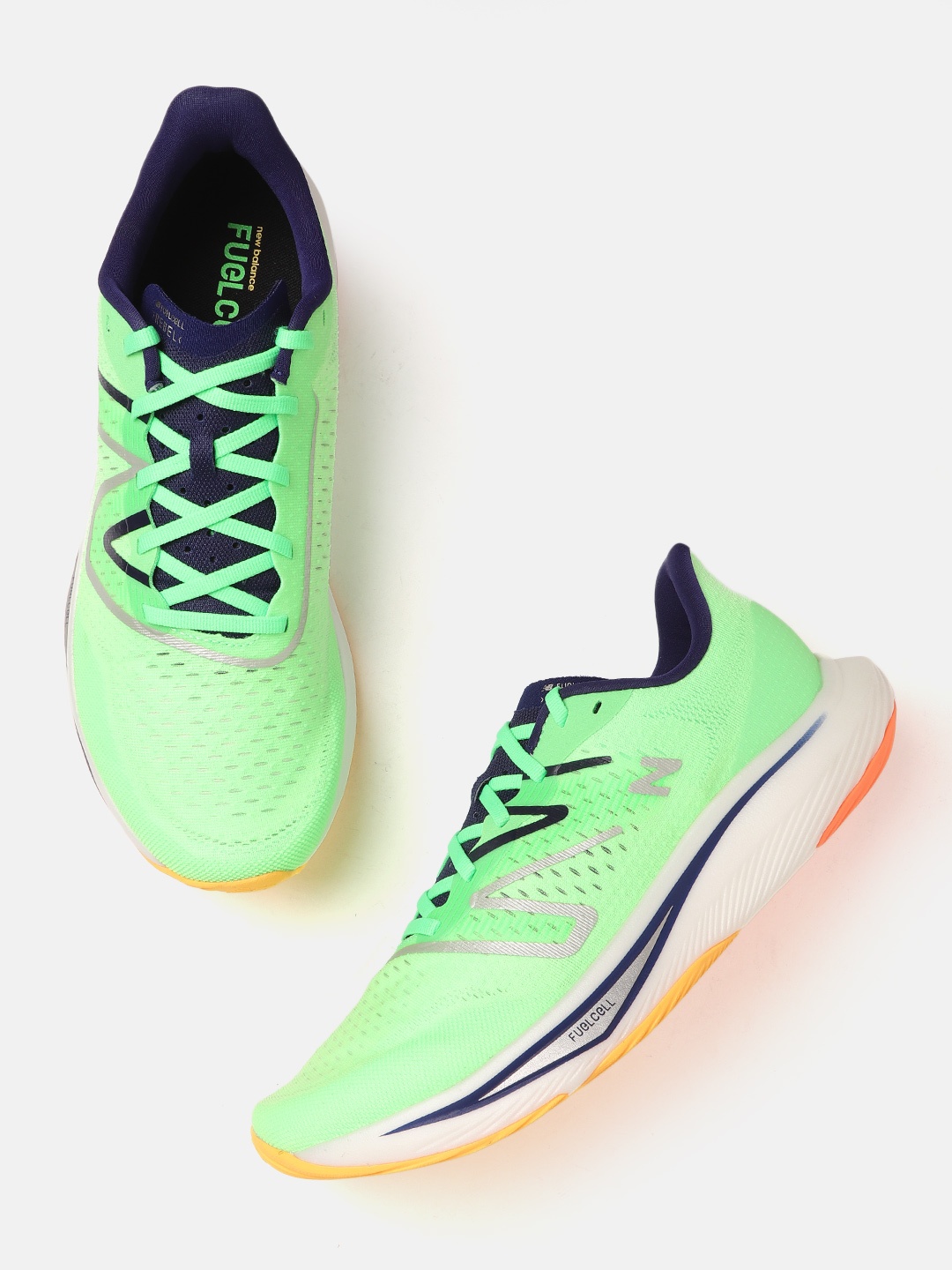 

New Balance Men Woven Design Running Shoes, Fluorescent green