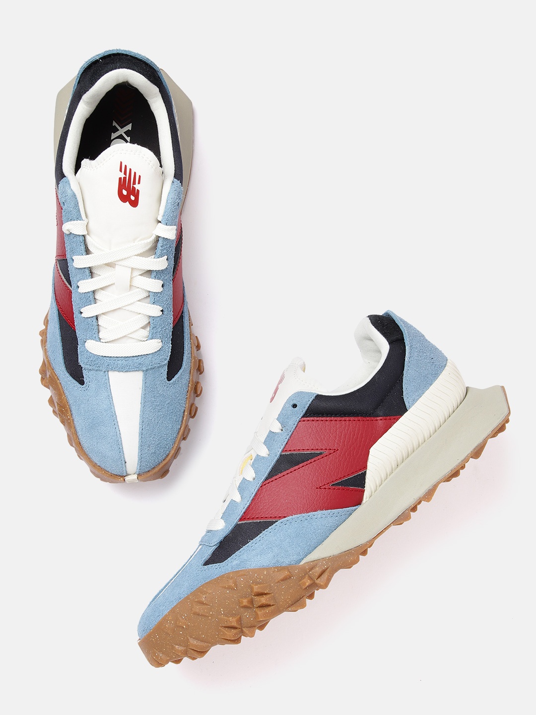 

New Balance Men Colourblocked Suede Sneakers, Blue