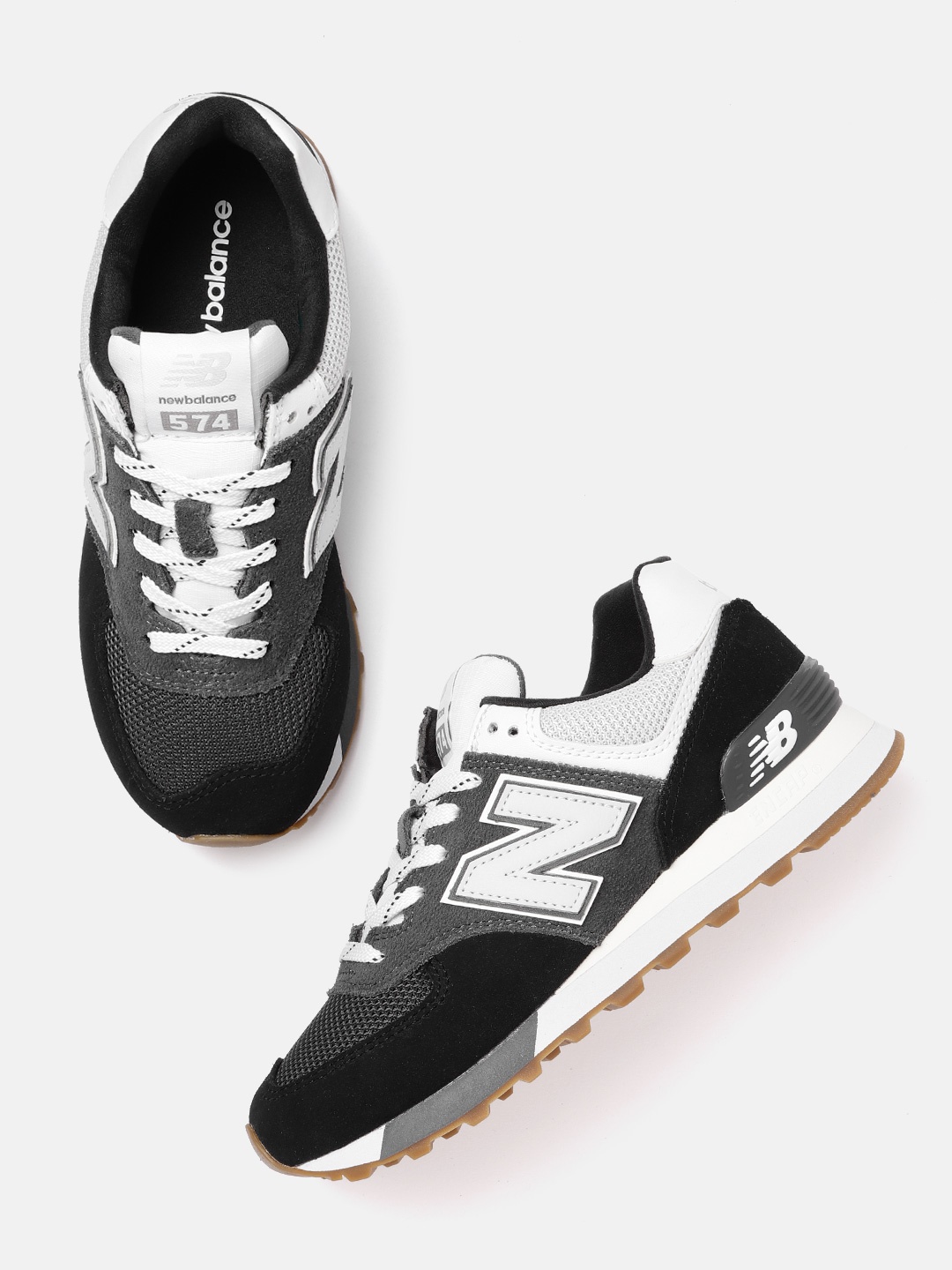 

New Balance Women Colourblocked Suede Sneakers, Black