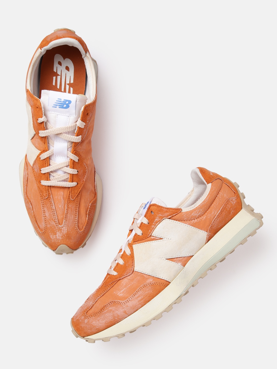 

New Balance Men Colourblocked Driving Shoes with Brushed Effect, Rust
