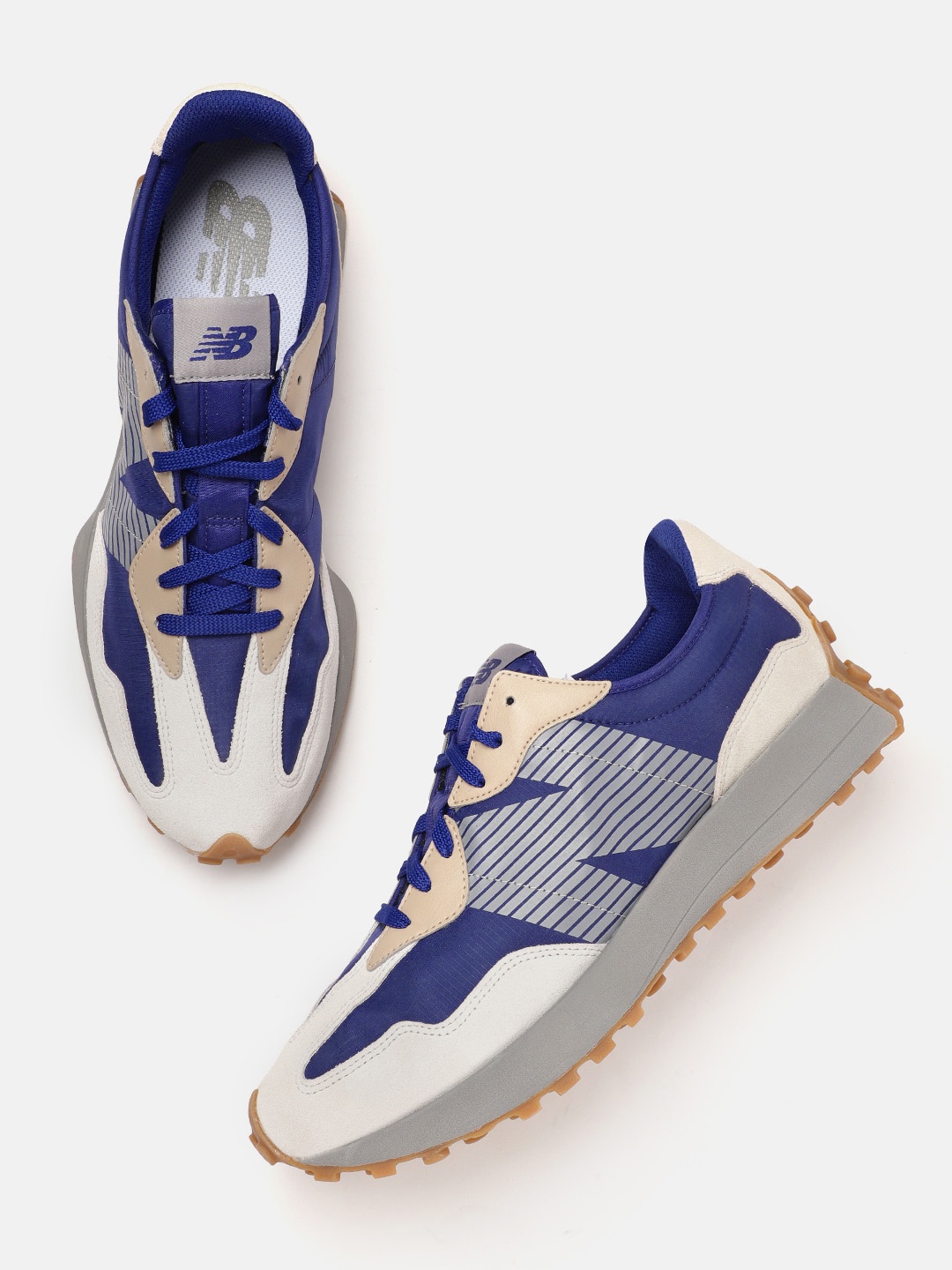 New Balance Men Colourblocked Suede Sneakers, Blue
