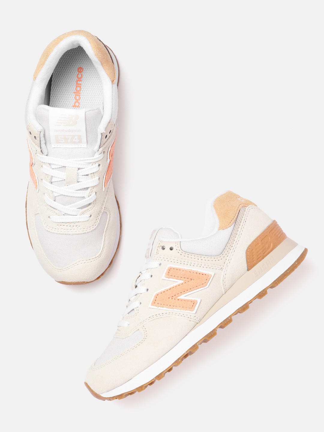

New Balance Women Woven Design Suede Sneakers, Beige