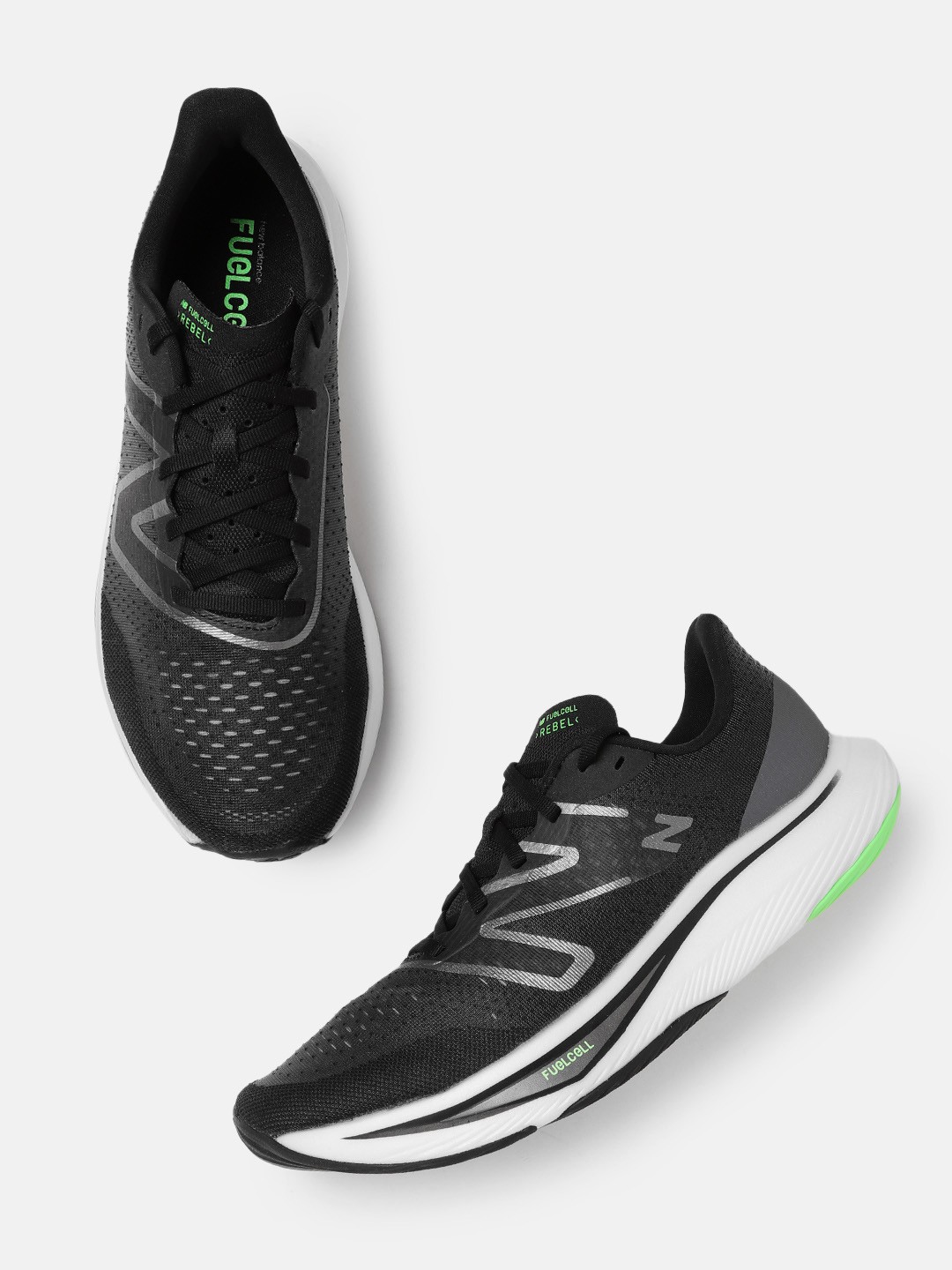 

New Balance Men Woven Design Running Shoes, Black